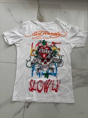 Ed Hardy Christian Audigier Bedazzled T-Shirt size M